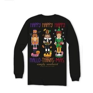 New unisex Simply Southern Youth Long Sleeve Happy Everything T-Shirt youth L